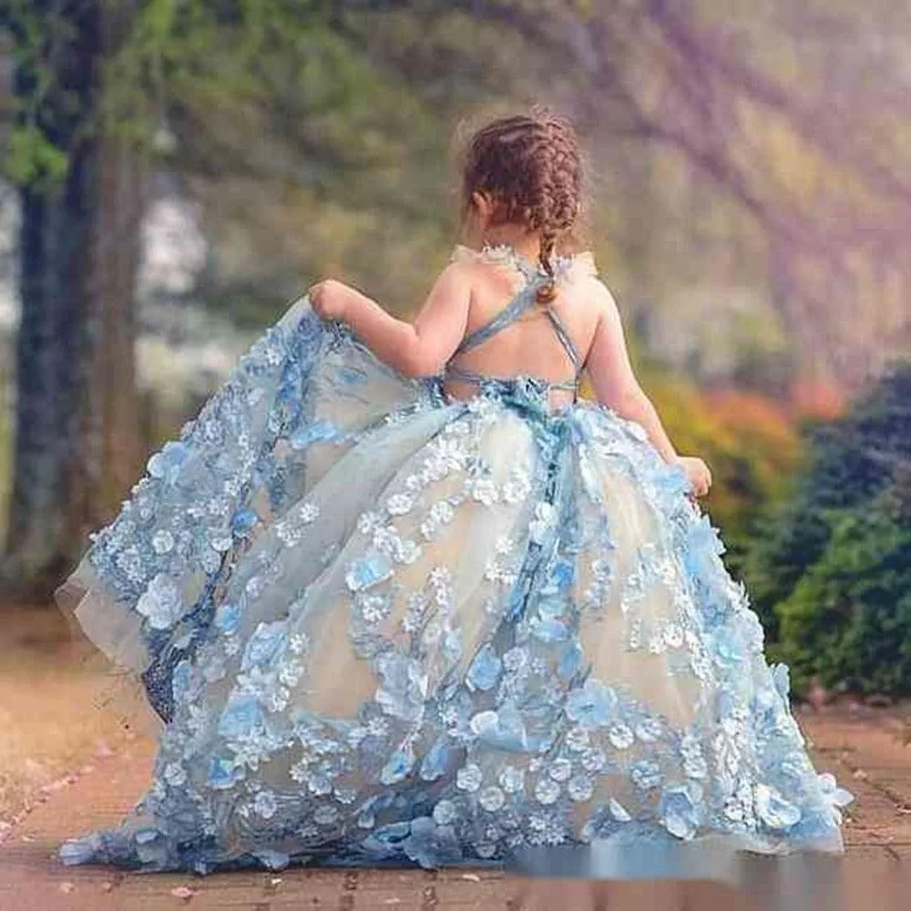 Puff Sleeve First Communion Flower Dress