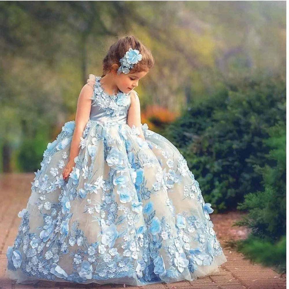 Puff Sleeve First Communion Flower Dress