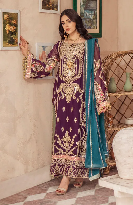 Purple Heavily Embellished Pakistani Kameez Trousers Wedding Dress