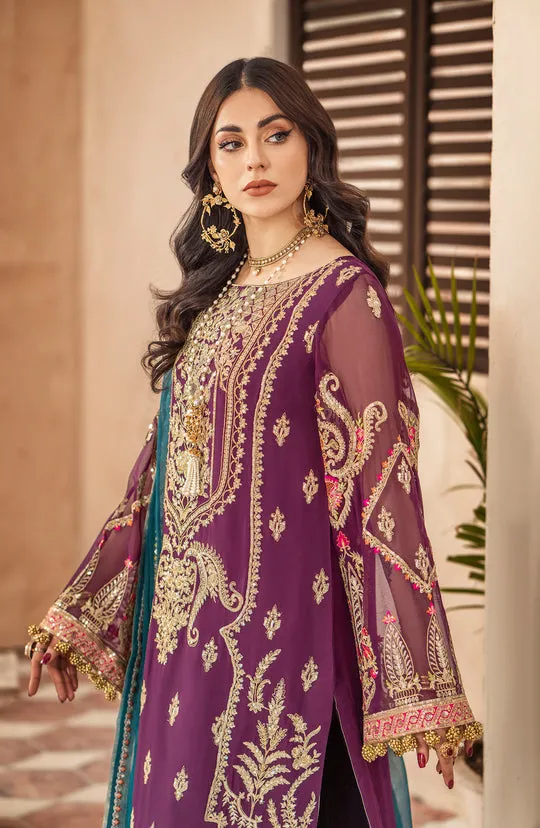 Purple Heavily Embellished Pakistani Kameez Trousers Wedding Dress
