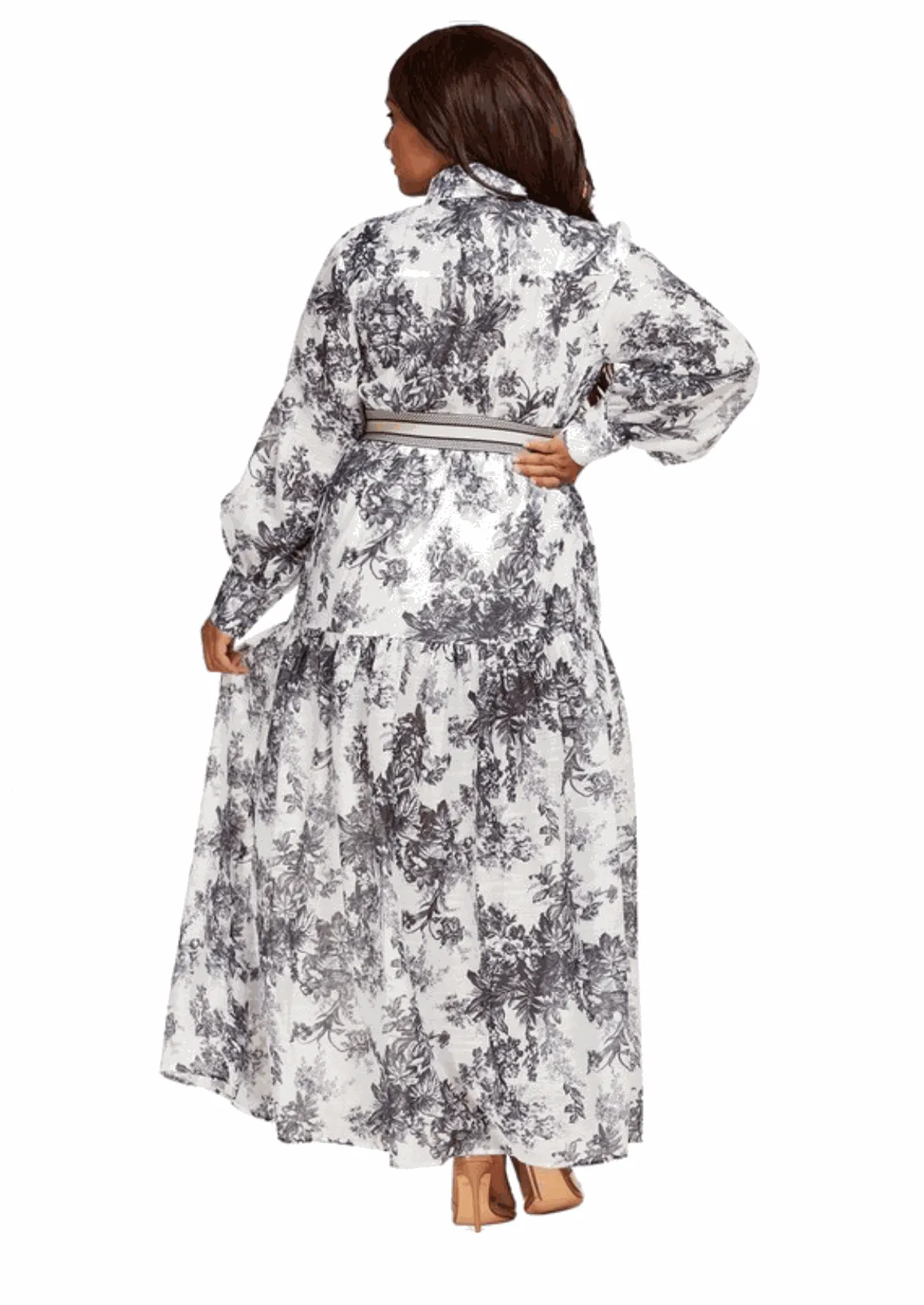 "JOUI" FLORAL LONG SLEEVE MAXI DRESS (REGULAR & PLUS SIZE)
