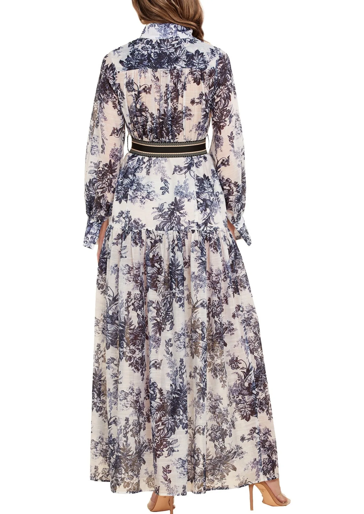 "JOUI" FLORAL LONG SLEEVE MAXI DRESS (REGULAR & PLUS SIZE)