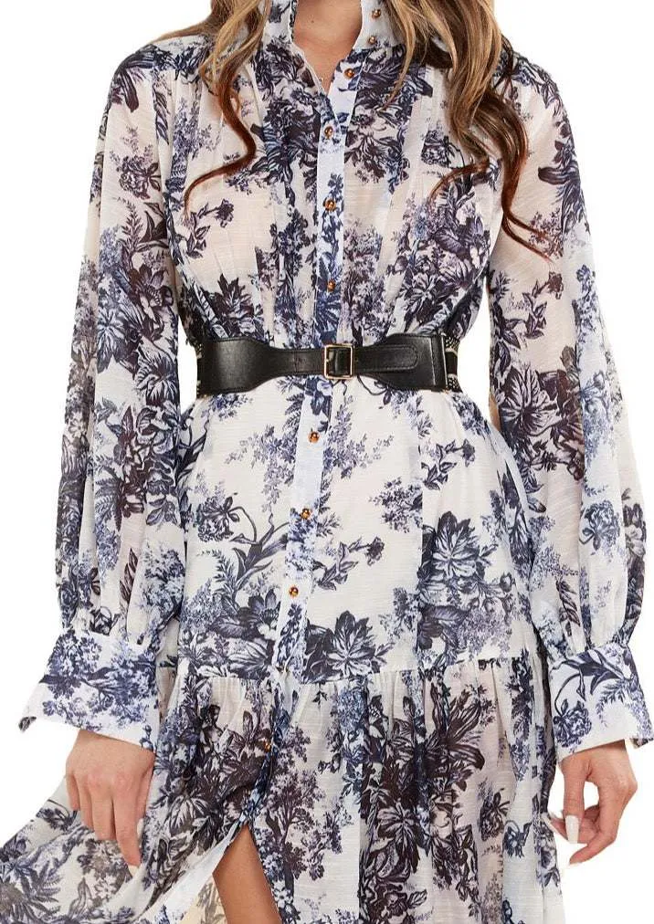 "JOUI" FLORAL LONG SLEEVE MAXI DRESS (REGULAR & PLUS SIZE)