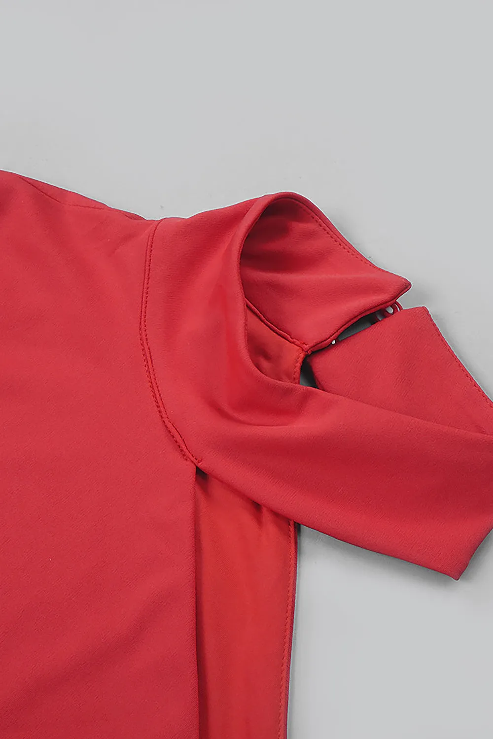 Red O Neck One Shoulder Sleeveless High Split Maxi Dress