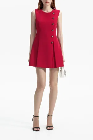 Red Wool Crepe Mini Dress