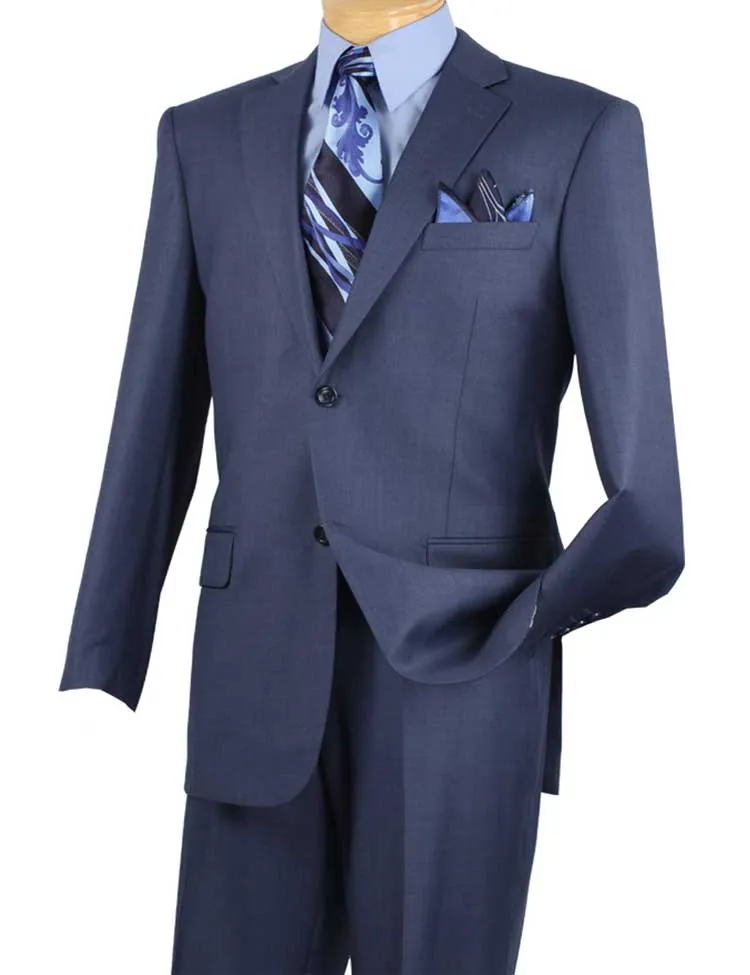 Regular Fit 2 Piece 2 Button Textured Weave Suit (Blue) 2LK-1