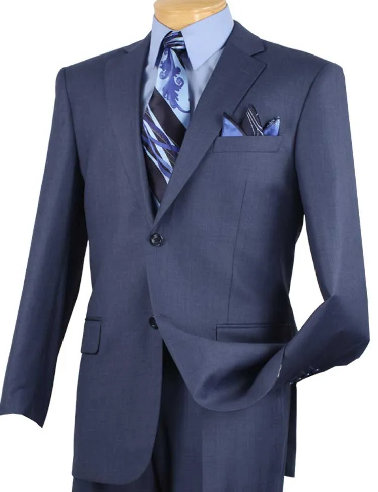 Regular Fit 2 Piece 2 Button Textured Weave Suit (Blue) 2LK-1