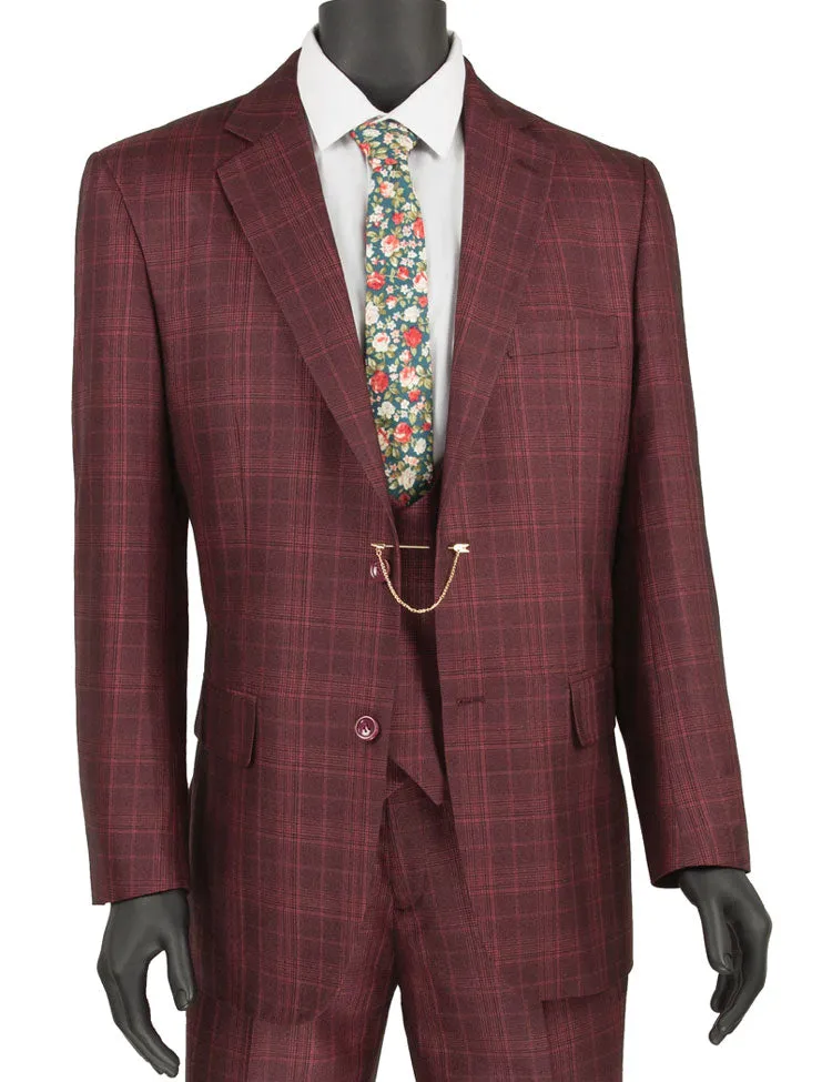 Regular Fit 3 Piece Suit (Burgundy) V2RW-7