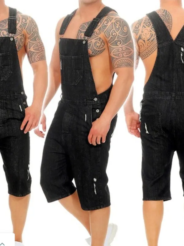 Retro Denim Ripped Rompers