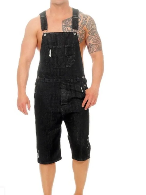 Retro Denim Ripped Rompers