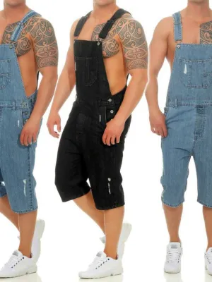 Retro Denim Ripped Rompers