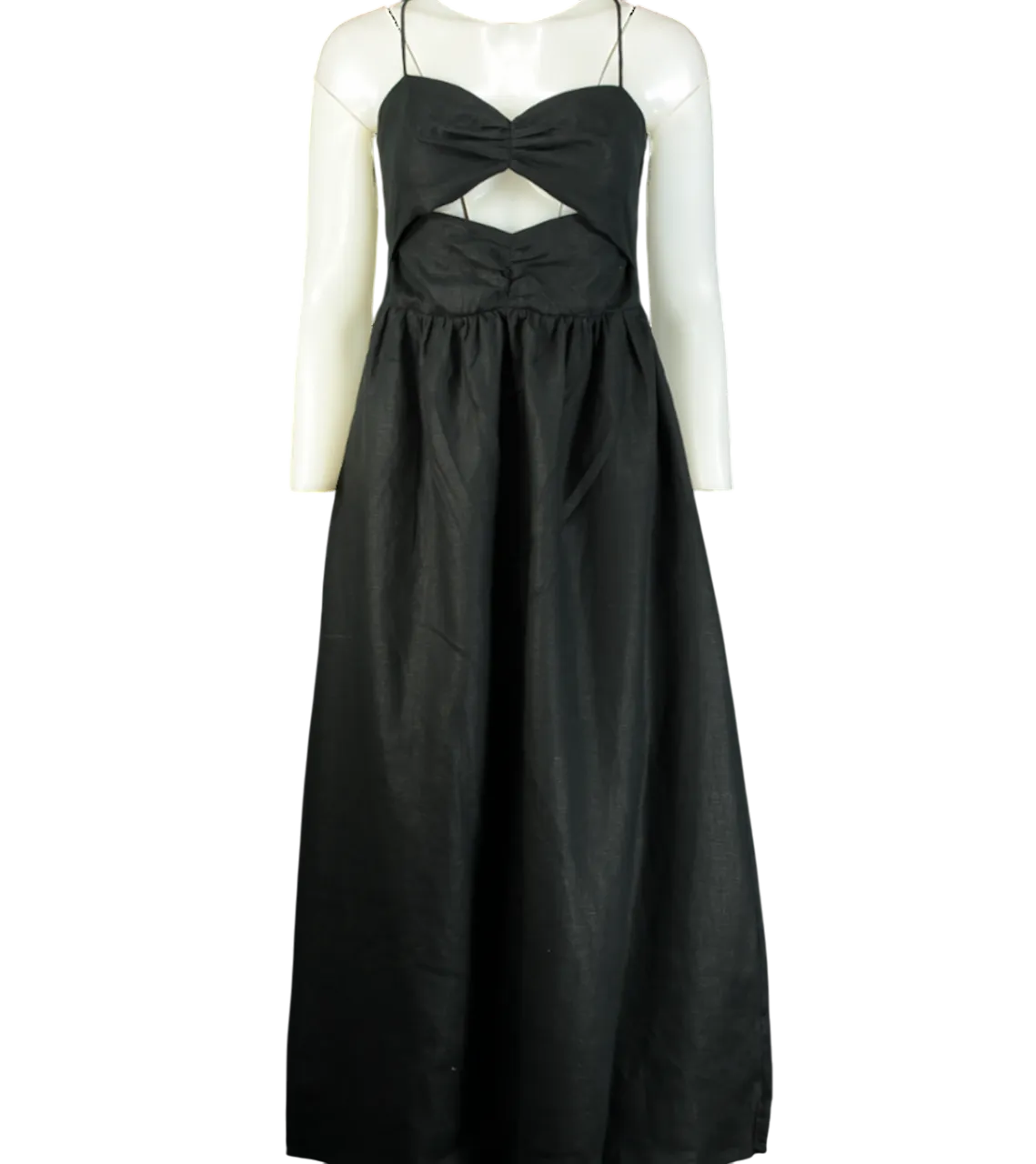 Rhode Resort Black Linen Kay Midi Dress UK 12