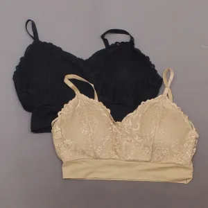 Rhonda Shear 2 Pack Lace Leisure Bras With Removable Pads Black/ Nude 1X