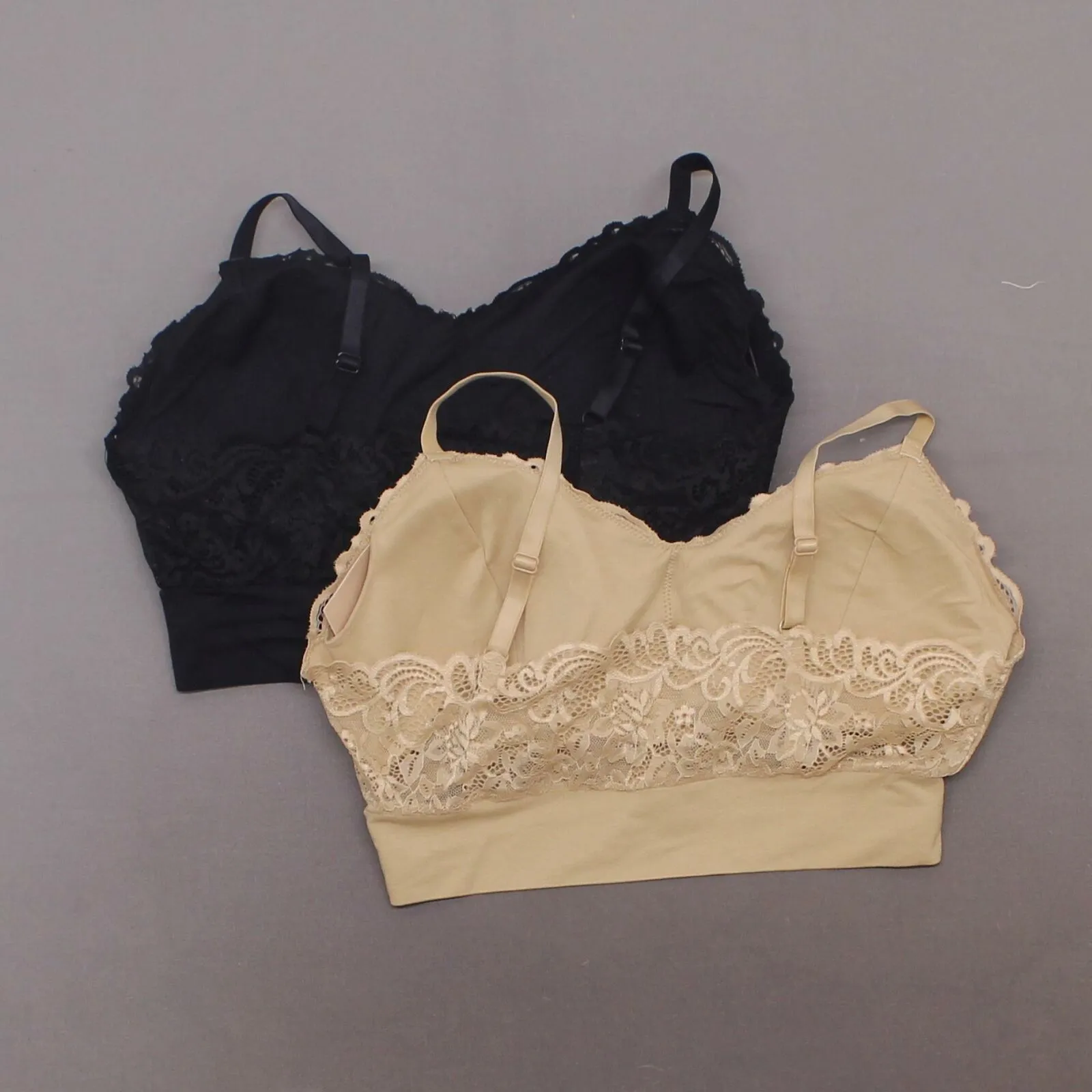 Rhonda Shear 2 Pack Lace Leisure Bras With Removable Pads Black/ Nude 1X
