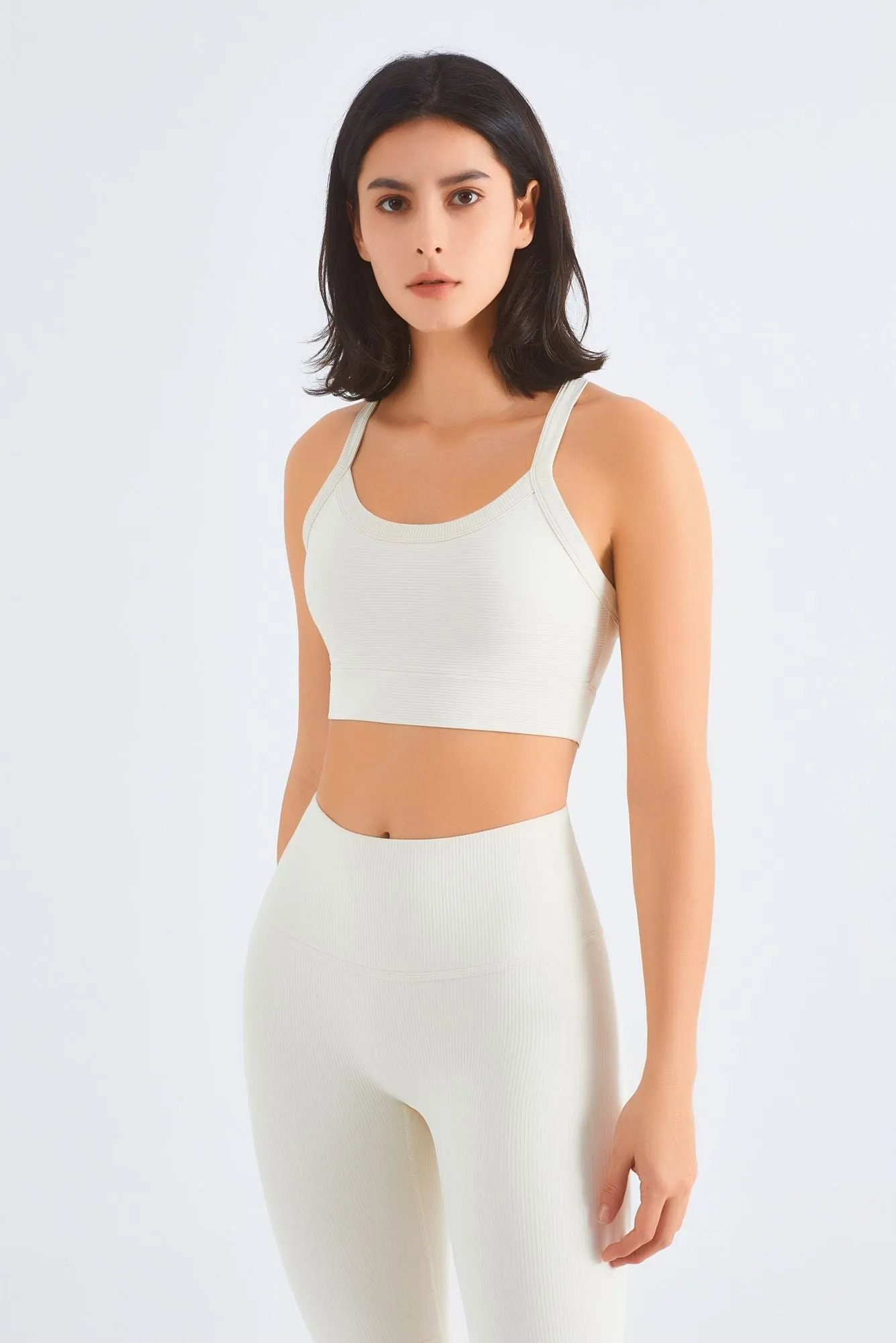 Ribbed Crossover Sports Bra & Shorts Activewear Set