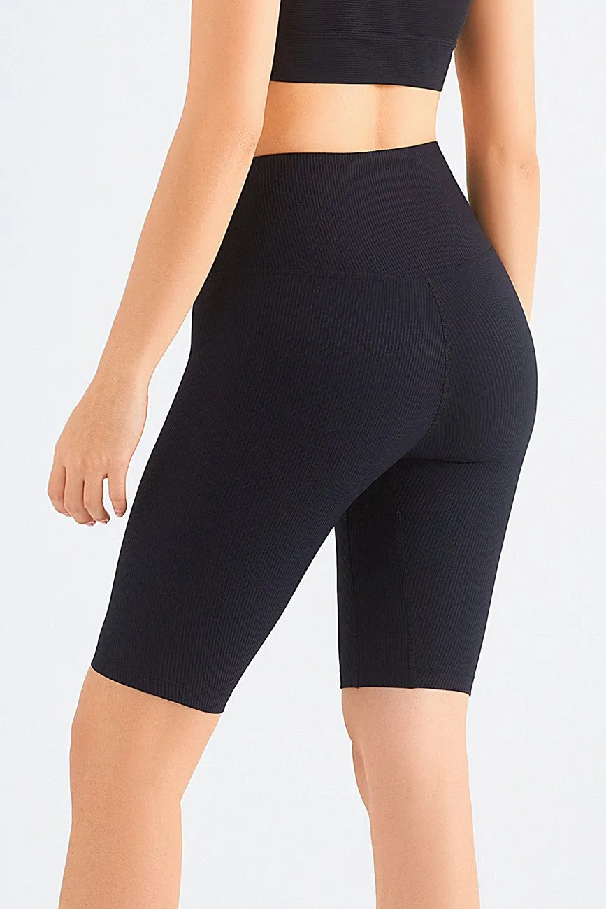 Ribbed Crossover Sports Bra & Shorts Activewear Set