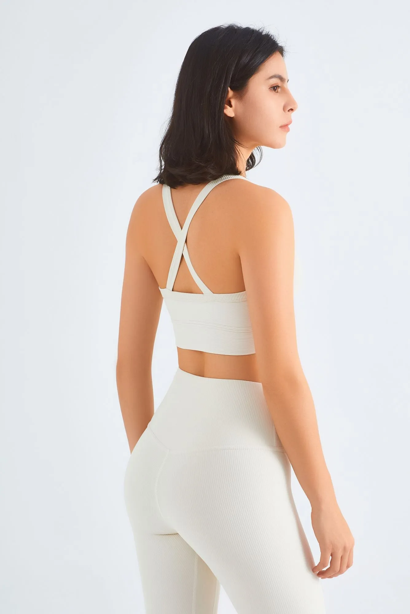 Ribbed Crossover Sports Bra & Shorts Activewear Set