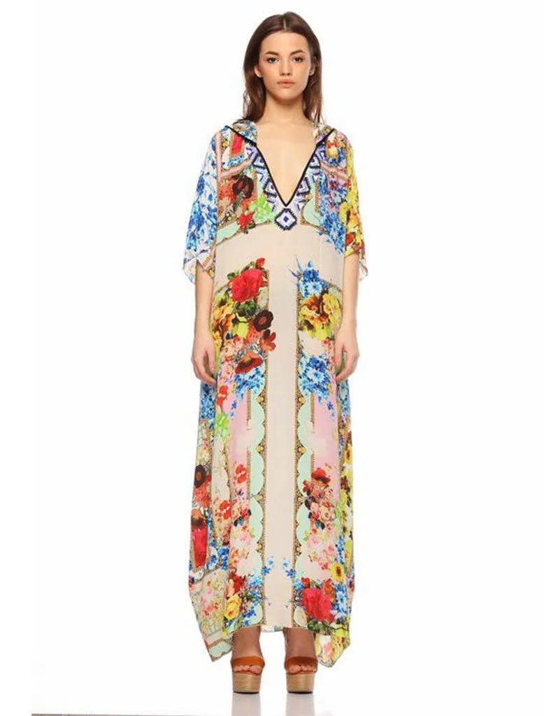 Rococo Sand Romantic Florals Long Dress