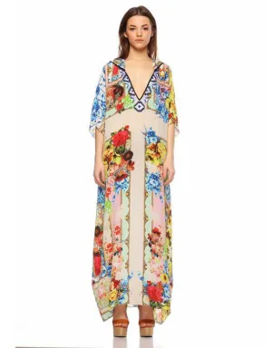 Rococo Sand Romantic Florals Long Dress