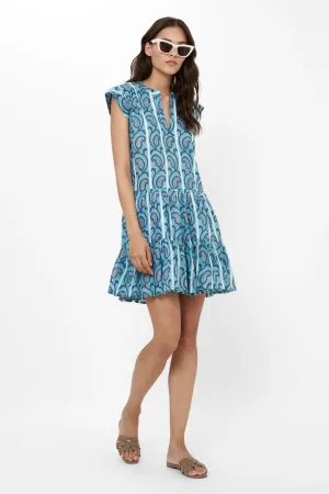 Roll Sleeve Goa Blue Dress