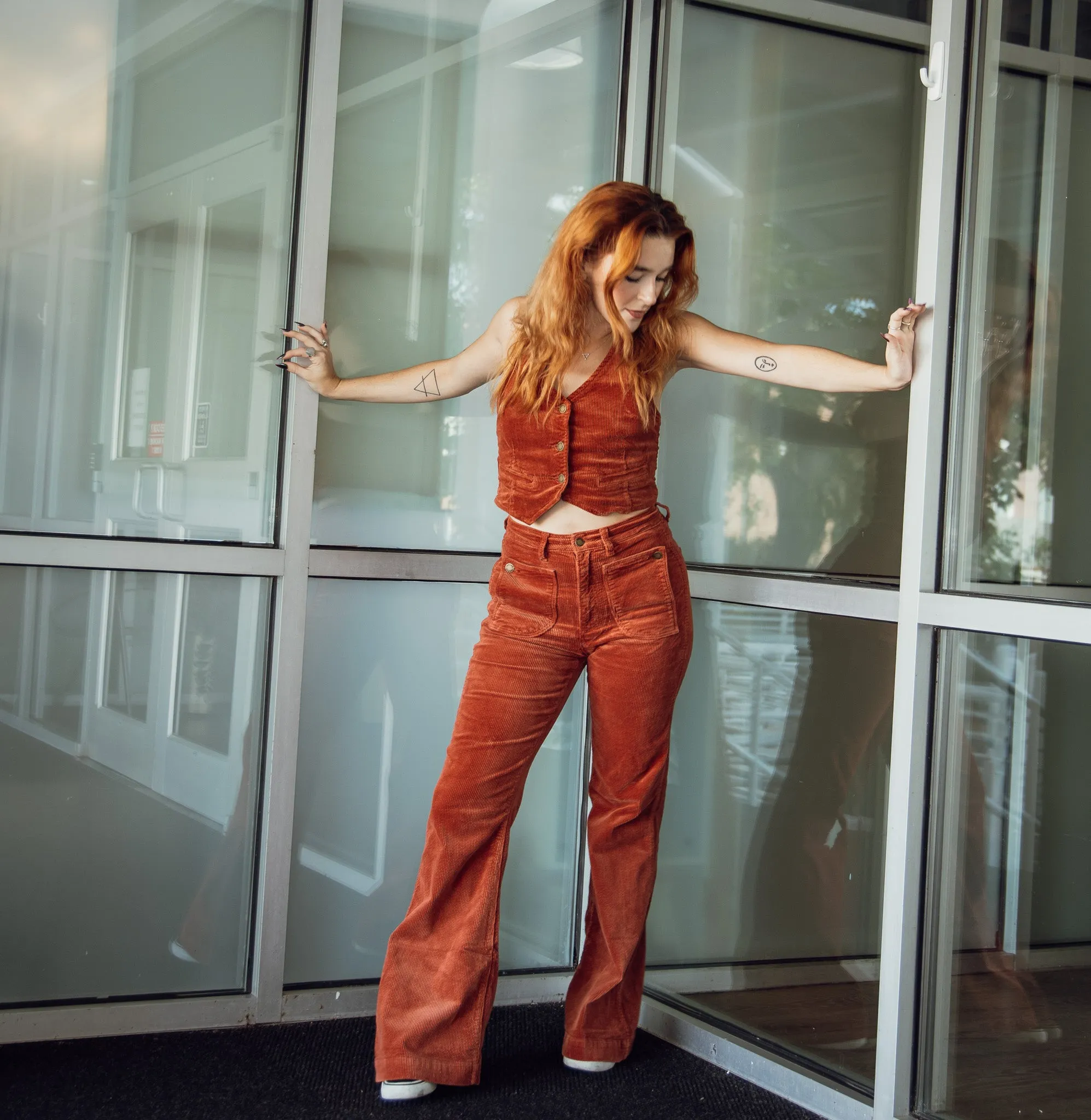 Rollas Eastcoast Flare Pants - Brick Cord