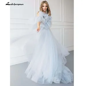 Roycebridal A Line Beach Wedding Dresses Spaghetti Strap Tulle Backless