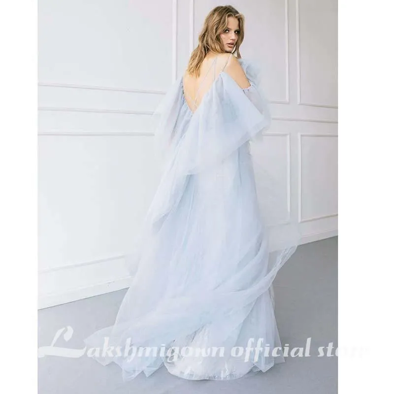 Roycebridal A Line Beach Wedding Dresses Spaghetti Strap Tulle Backless
