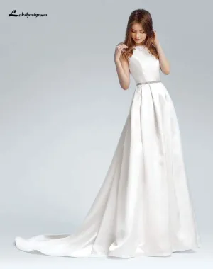Roycebridal A-line satin Wedding Dresses with sashes Sexy African