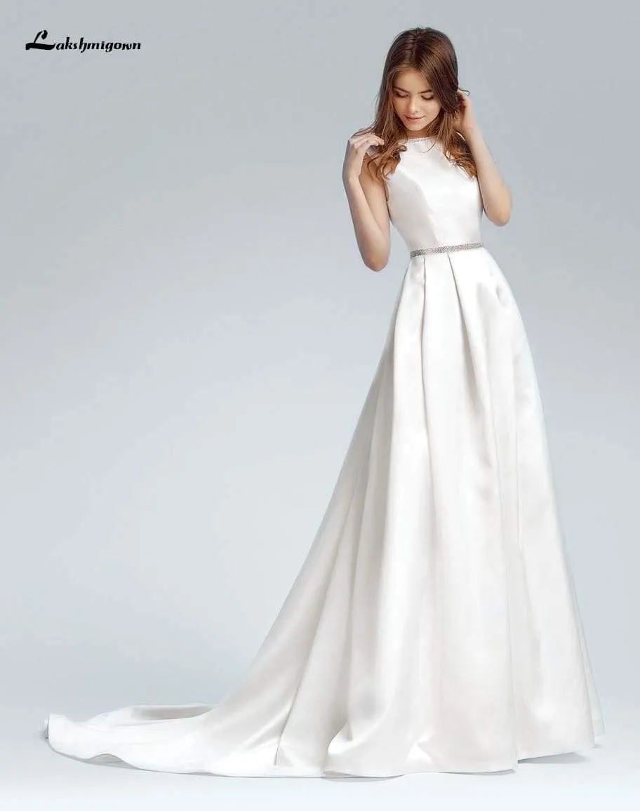 Roycebridal A-line satin Wedding Dresses with sashes Sexy African