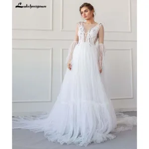 Roycebridal A-Line Wedding Dresses Strapless Lace Taffeta Tulle Sleeveless