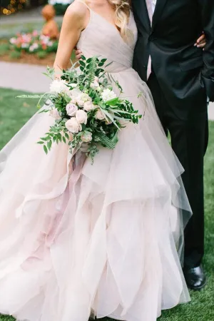 Roycebridal Ball Gown Tulle Spaghetti Straps Open Back Wedding Dresses, Bridal Gown, MW580