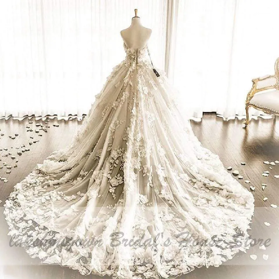 Roycebridal Ball Gown Wedding Dress Women Off Shoulder Long Train