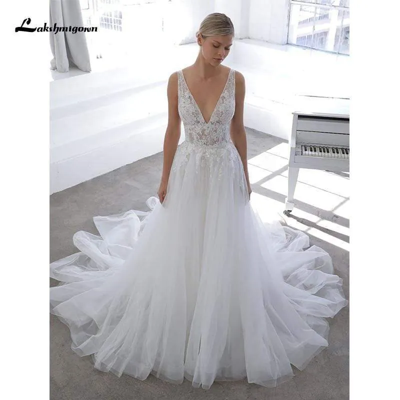 Roycebridal Beach Wedding Dresses Soft Tulle Lace