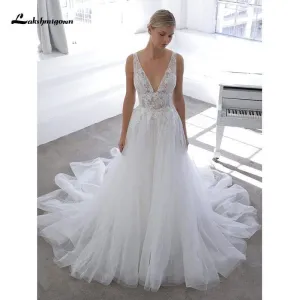 Roycebridal Beach Wedding Dresses Soft Tulle Lace