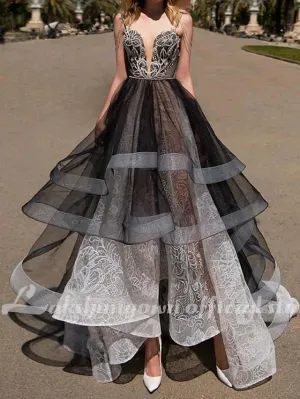 Roycebridal Black A-Line Wedding Dresses Strapless Floor Length