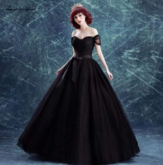 Roycebridal Black Wedding Dress Lace Up Back 2019 Sweetheart Bridal Gowns