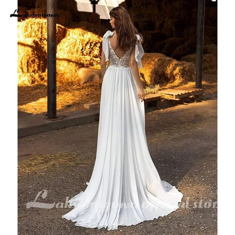 Roycebridal Chiffon A line Wedding Dresses Elegant Bridal