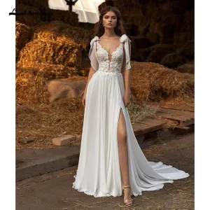 Roycebridal Chiffon A line Wedding Dresses Elegant Bridal