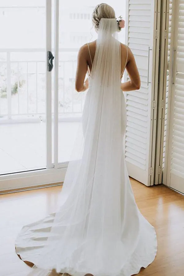 Roycebridal Lace Mermaid Backless Spaghetti Straps Wedding Dresses, Bridal Gown, MW666