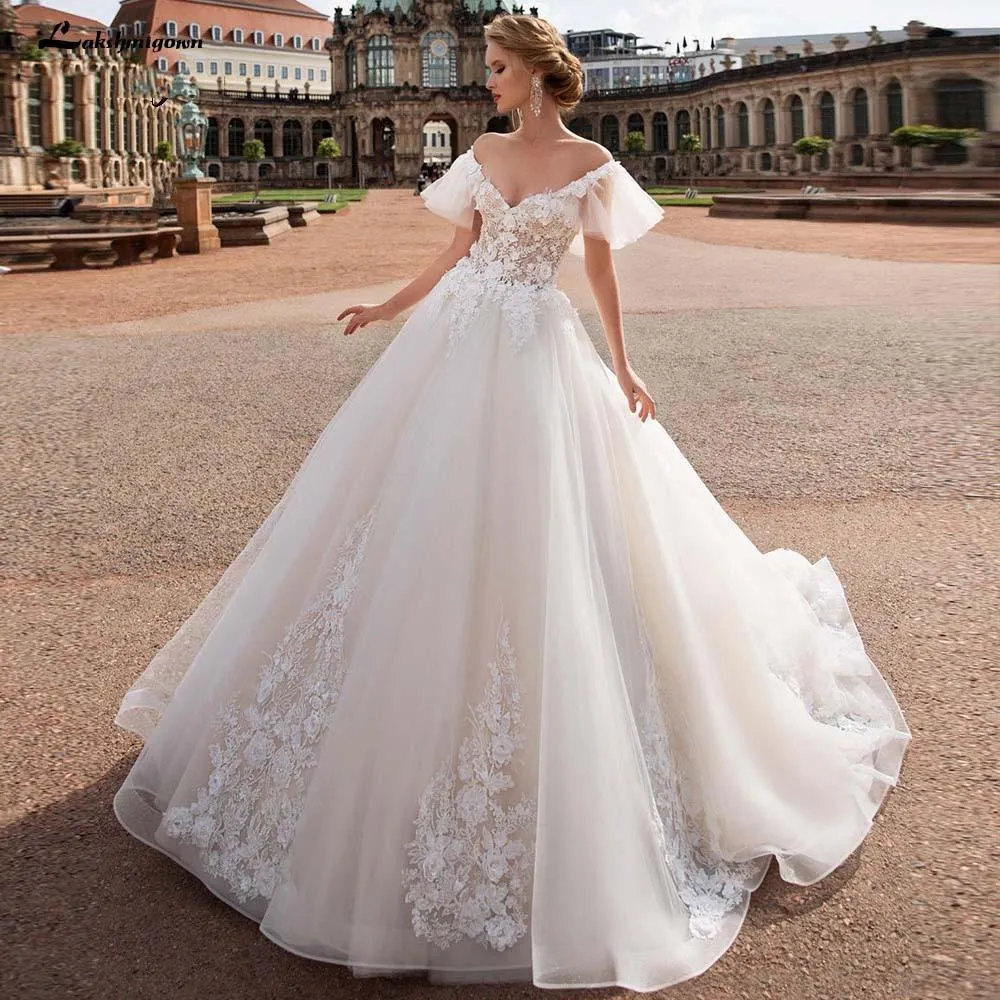 Roycebridal Long Sleeves Lace Deep V Neck Beach Wedding Dresses