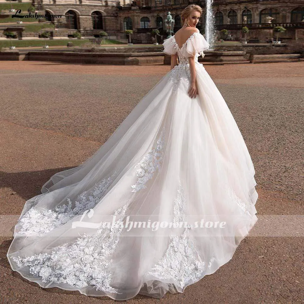 Roycebridal Long Sleeves Lace Deep V Neck Beach Wedding Dresses