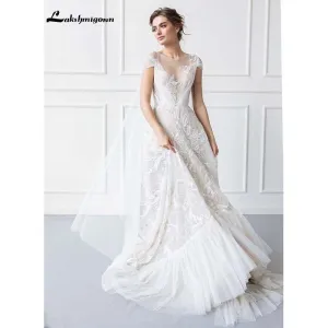 Roycebridal Luxurious Boho Wedding Dress Lace Beach Wedding Gowns