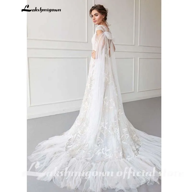 Roycebridal Luxurious Boho Wedding Dress Lace Beach Wedding Gowns