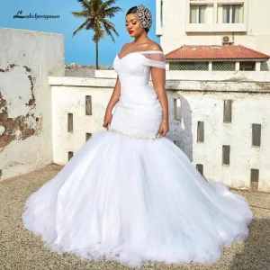 Roycebridal Mermaid Wedding Dress Modest Bridal Dress Off the Shoulder