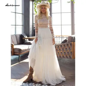 Roycebridal Open Back V Neck Off The Shoulder Lace Wedding Dresses
