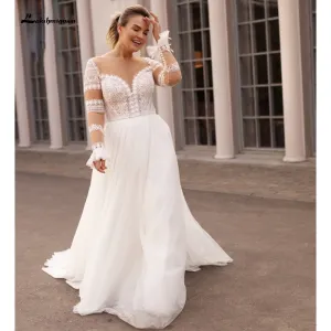 Roycebridal Plus Size Wedding Dress  Vestido Novia Elegant Bridal Tulle Long Beach Wedding Dresses Cap Sleeve Bridal Gown