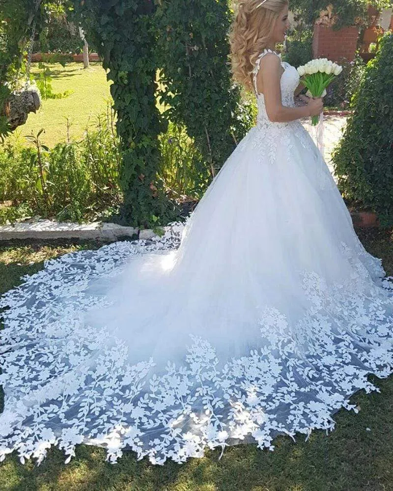 Roycebridal Princess Ball Gown Lace White Wedding Dresses