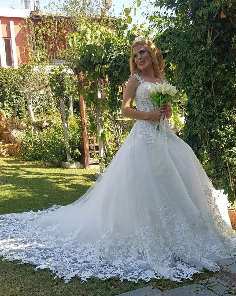 Roycebridal Princess Ball Gown Lace White Wedding Dresses