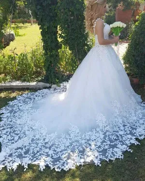 Roycebridal Princess Ball Gown Lace White Wedding Dresses
