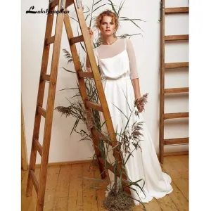 Roycebridal Puff Sleeve White Ivory Wedding Dress